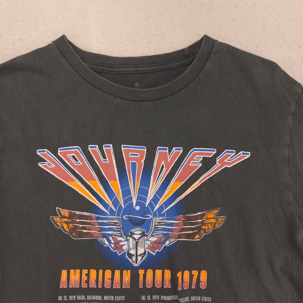 Journey Band Short Sleeve Graphic Crew Neck T Shirt Adult Mens Size S Gray